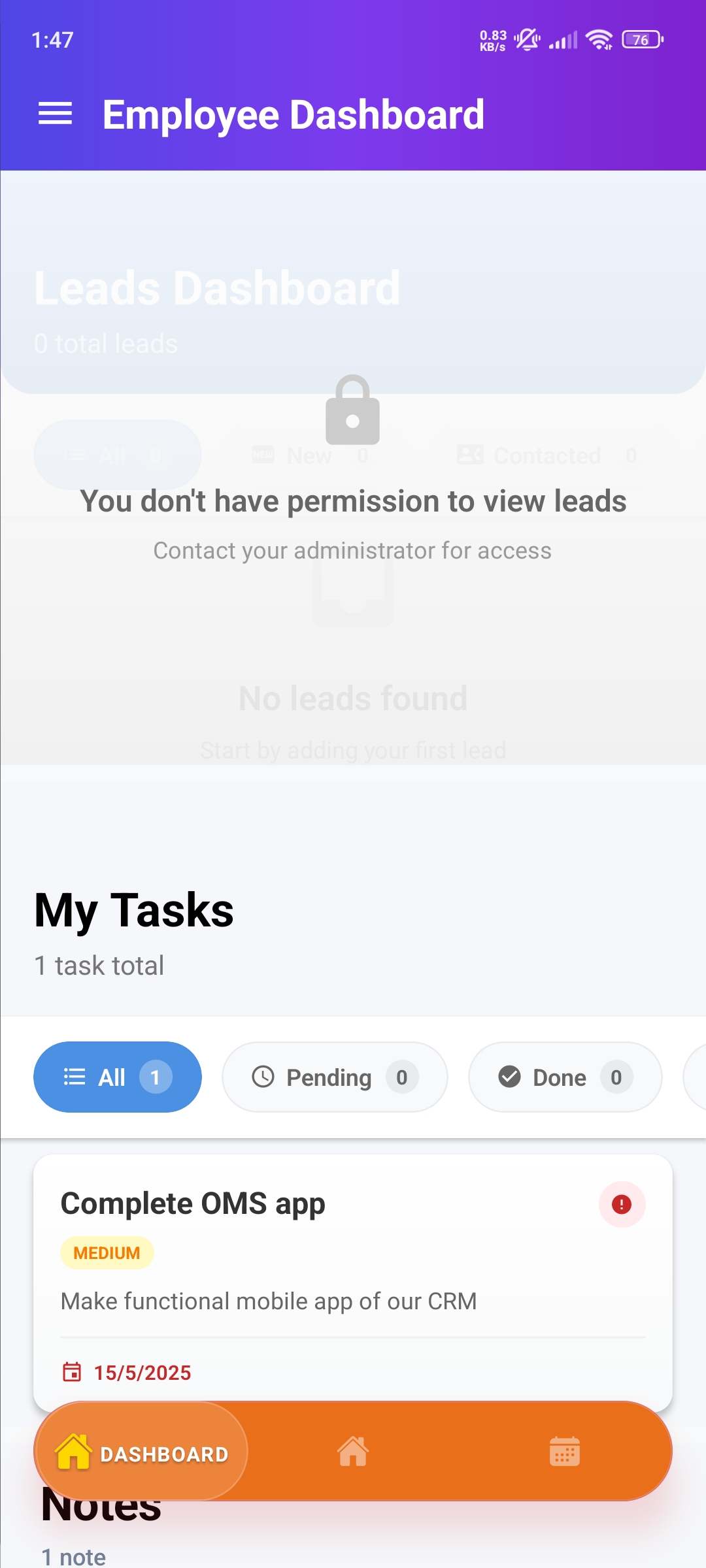 Employee Dashboard Interface