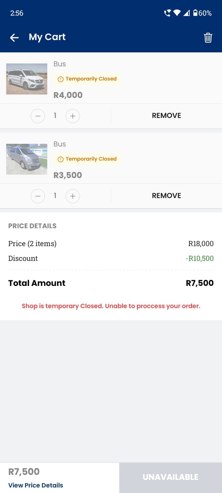 Cart & Checkout screen 1