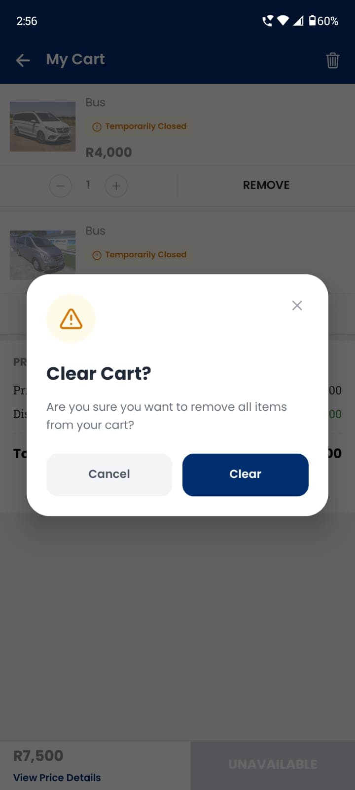 Cart & Checkout screen 2