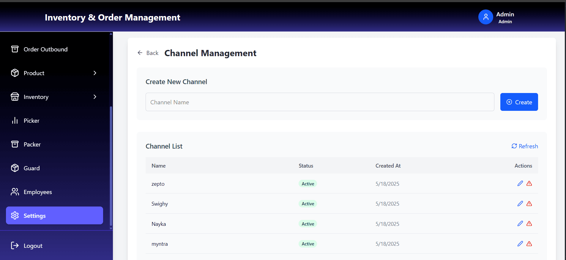 Channel Integration Dashboard