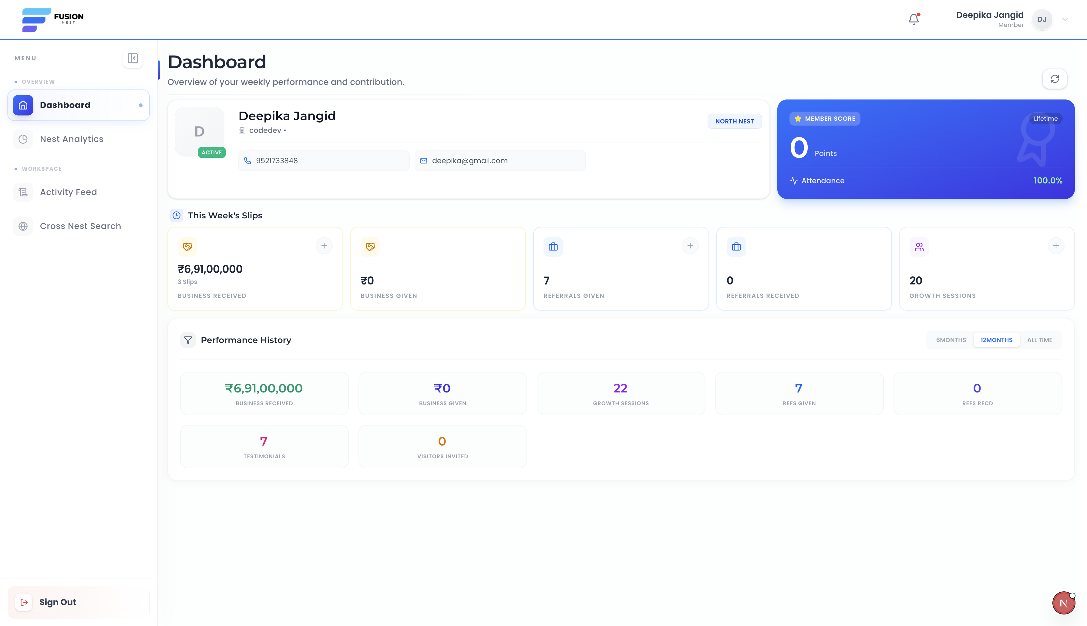 Screenshot for / dashboard