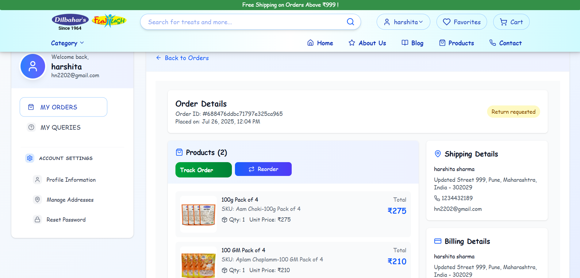 Order Tracking Interface