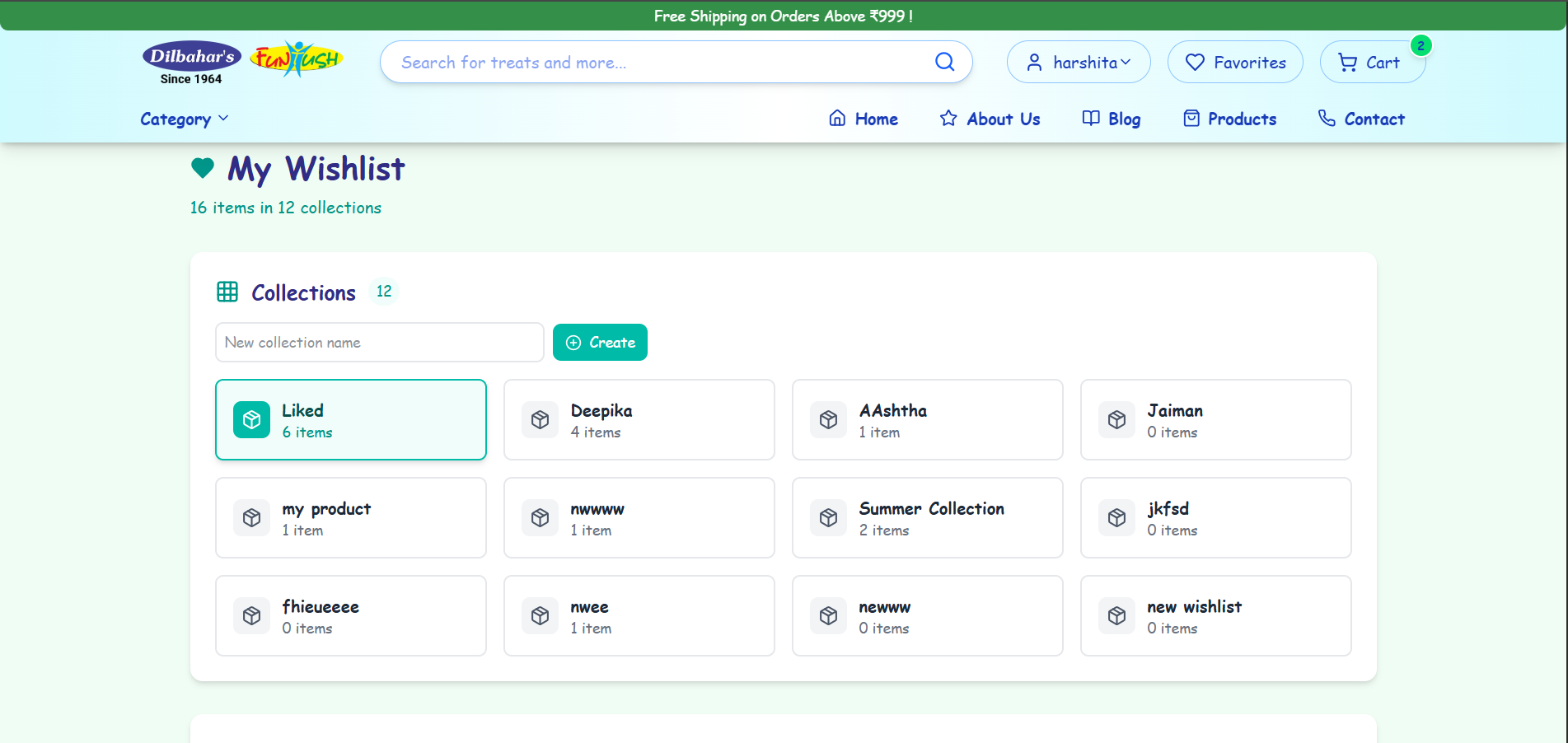 Wishlist Interface
