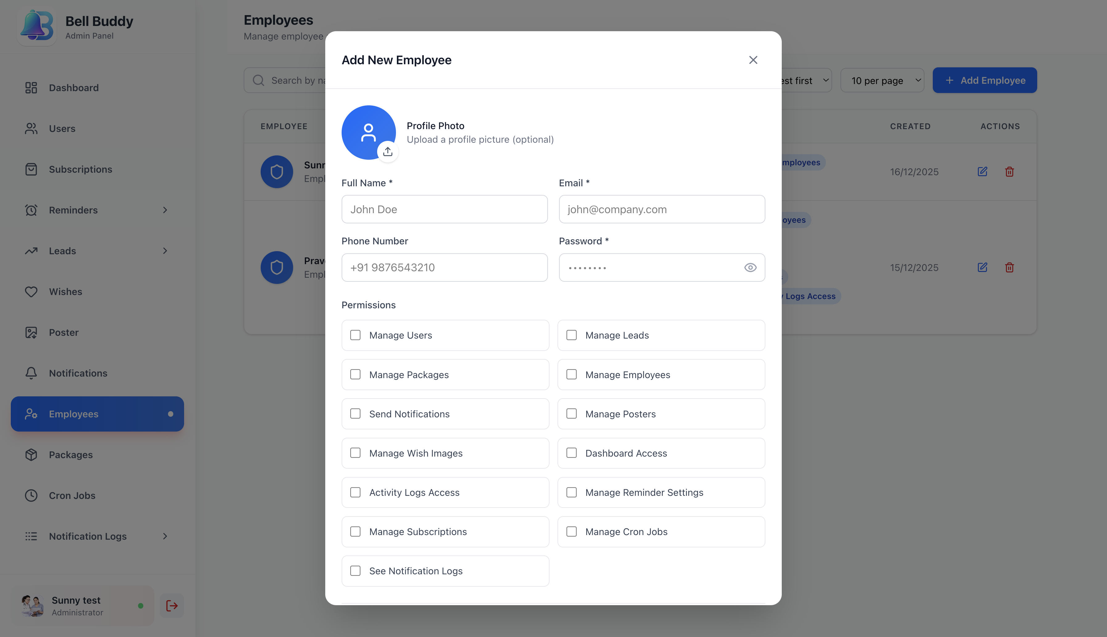 Sub-Admin Creation & Role Permissions