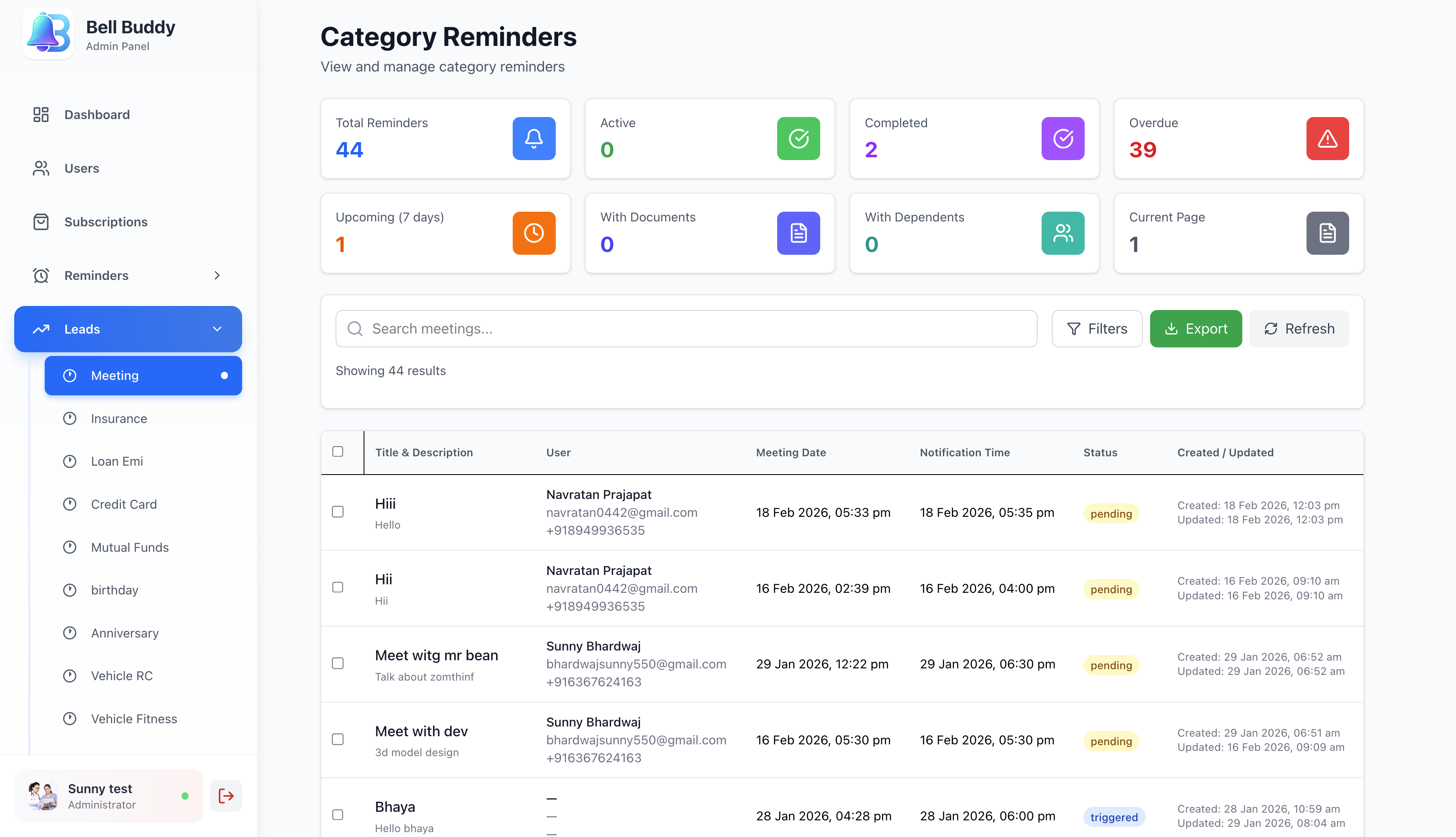 Business Leads & Meeting Tracking