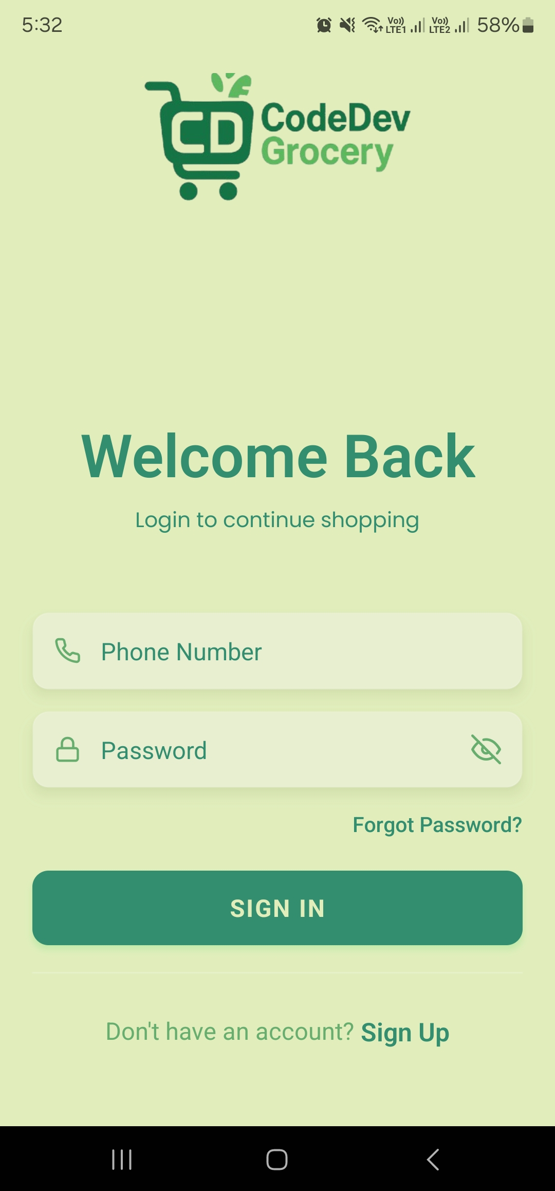 Login Screen