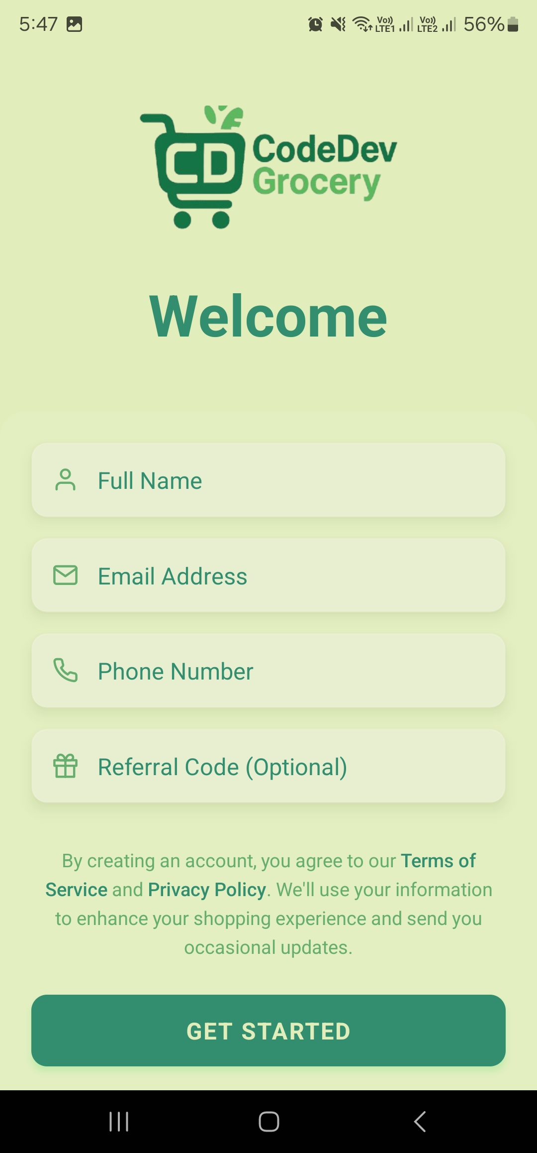 Register Screen